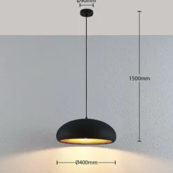 Lindby Gerwina-riippuvalaisin, musta/kulta, metalli, 40 cm, E27