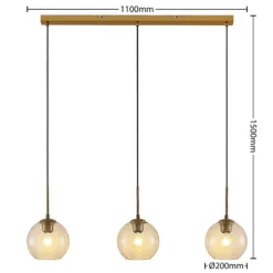 Lindby Grady riippuvalaisin, messinki/selkeä, 110 cm, metalli, lasi