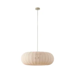 Lindby Helin-riippuvalaisin, beige, Ø 70 cm, tekstiili, 3 x E27