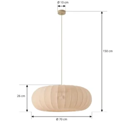 Lindby Helin-riippuvalaisin, beige, Ø 70 cm, tekstiili, 3 x E27