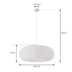Lindby Helin-riippuvalaisin, valkoinen, Ø 70 cm, tekstiili, 3 x E27