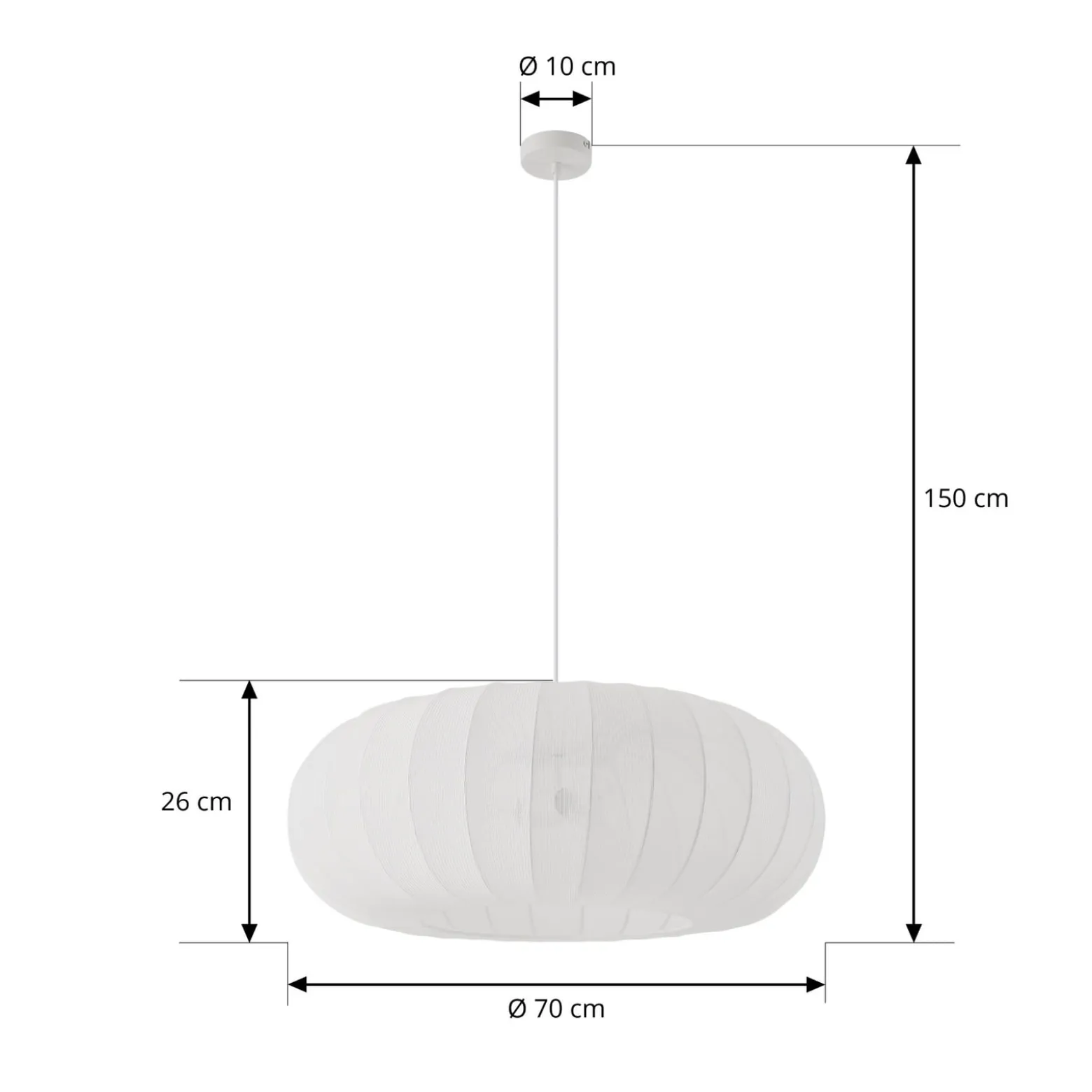 Lindby Helin-riippuvalaisin, valkoinen, Ø 70 cm, tekstiili, 3 x E27