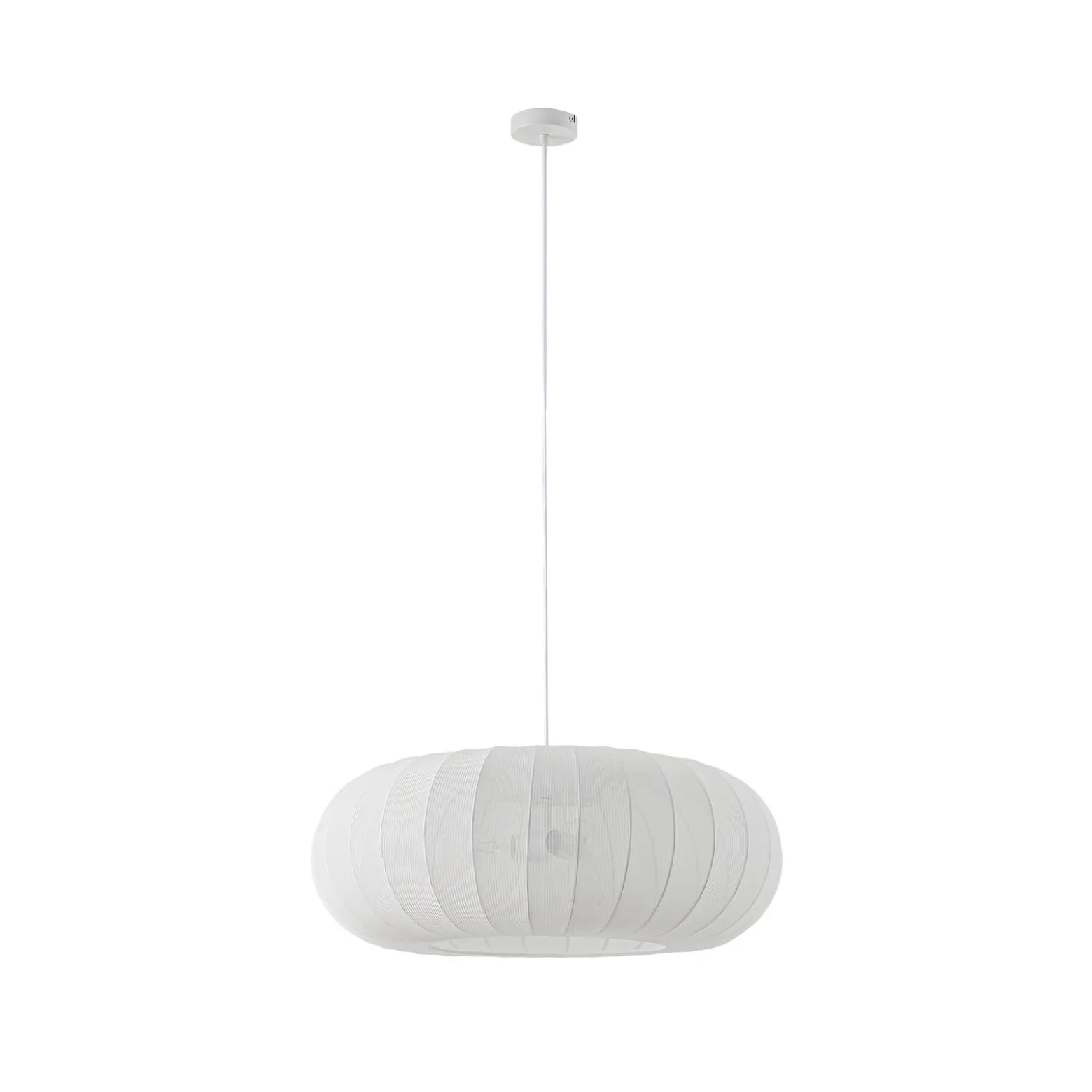 Lindby Helin-riippuvalaisin, valkoinen, Ø 70 cm, tekstiili, 3 x E27