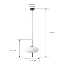 Lindby Hikari-riippuvalaisin, Ø 30 cm, valkoinen, lasi, E14