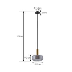 Lindby Hildur-riippuvalaisin, Ø 22 cm, 1-lamppuinen, savuharmaa, lasi