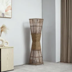 Lindby Jacinto lattiavalaisin, bambu, hamppu, korkeus 130 cm
