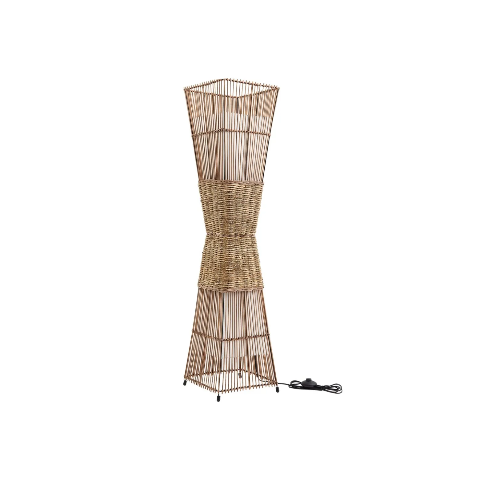 Lindby Jacinto lattiavalaisin, bambu, hamppu, korkeus 130 cm