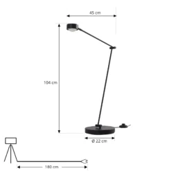 Lindby Jyla-lattiavalaisin, 88 cm, mattamusta, GX53, joustava