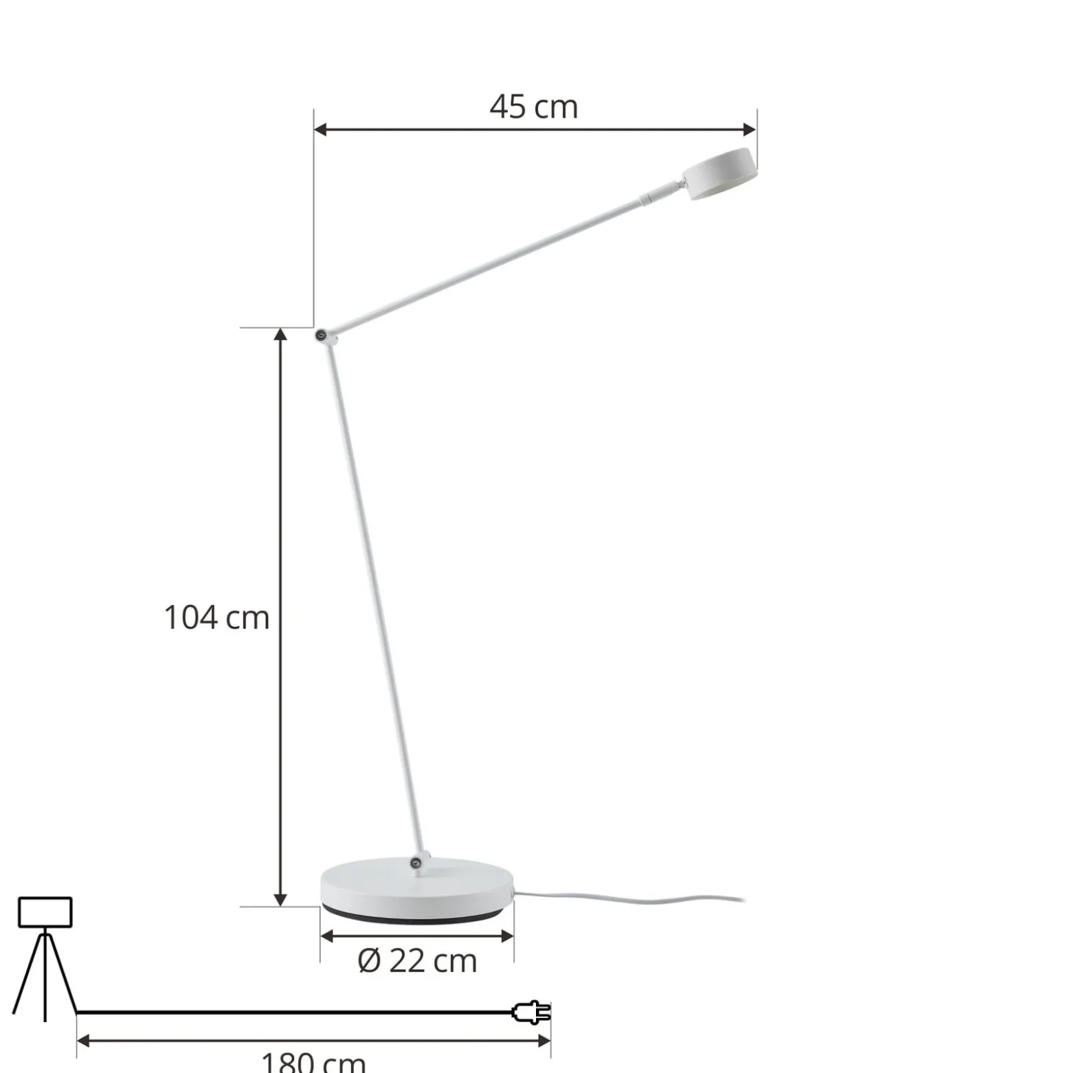 Lindby Jyla-lattiavalaisin, 88 cm, mattavalkoinen, GX53, joustava