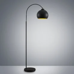 Lindby kaarilamppu Minali, musta, metalli, korkeus 148 cm, E27