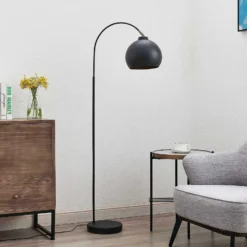 Lindby kaarilamppu Minali, musta, metalli, korkeus 148 cm, E27