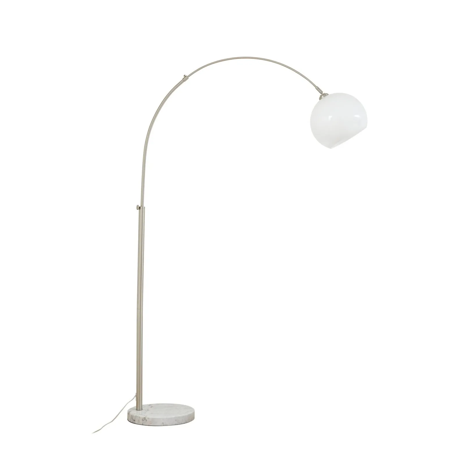 Lindby kaari-valaisin Alverton, valkoinen/nikkeli, lasi, 197 cm