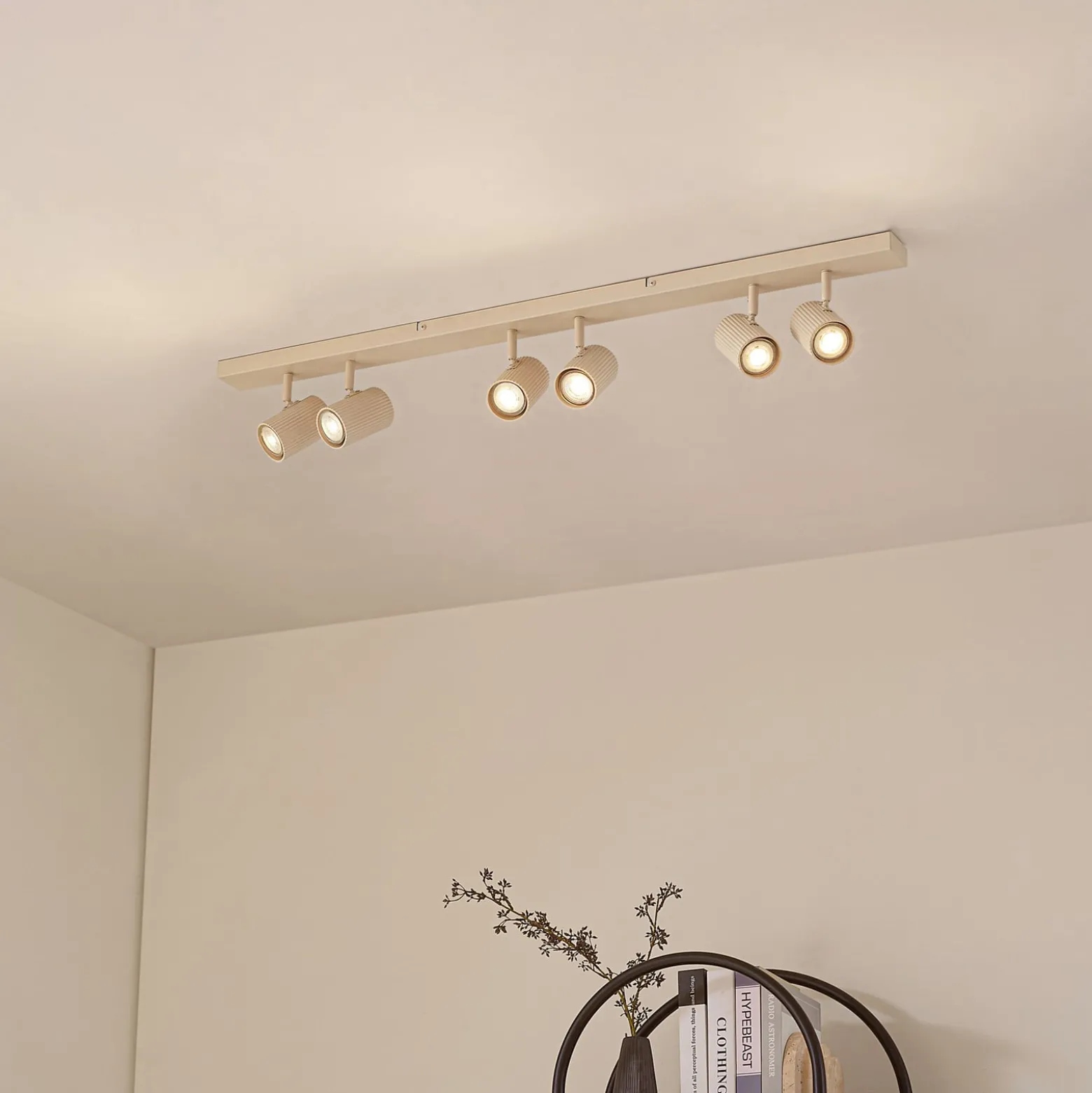 Lindby Kardis -kattokohdevalo, beige, 6-lamppuinen, metalli, GU10