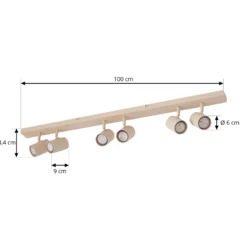 Lindby Kardis -kattokohdevalo, beige, 6-lamppuinen, metalli, GU10