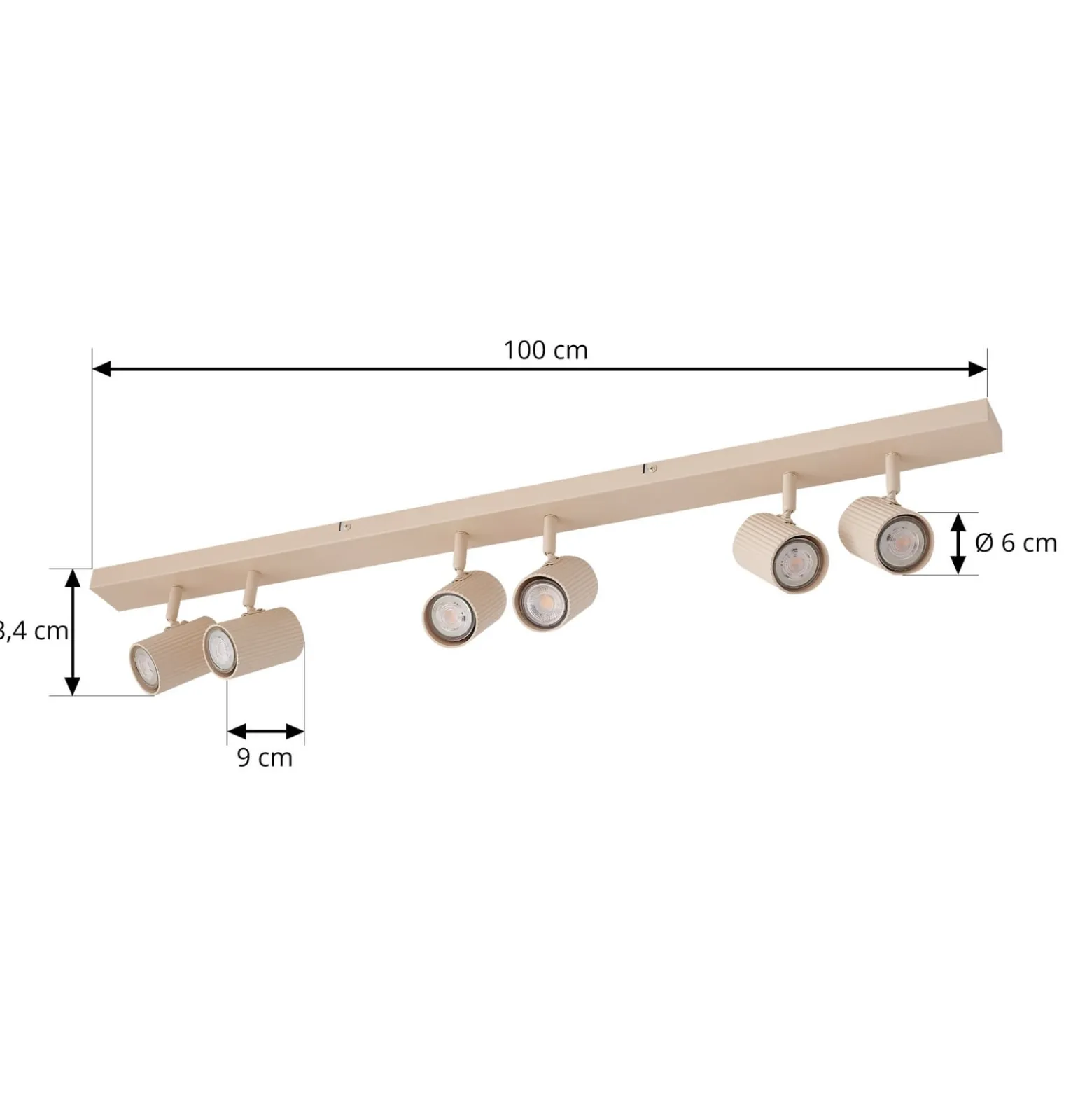 Lindby Kardis -kattokohdevalo, beige, 6-lamppuinen, metalli, GU10