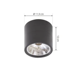 Lindby kattokohdevalaisin Thorid, 19 cm, 2 kpl, musta, G9