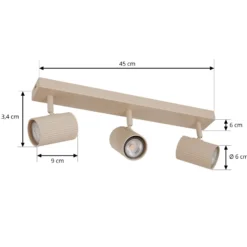 Lindby kattospotti Kardis, beige, 3-lamppuinen, metalli, GU10