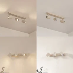 Lindby kattospotti Kardis, beige, 3-lamppuinen, metalli, GU10