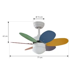 Lindby-kattotuuletin valolla, Litur, hiljainen, Ø 77 cm, E27