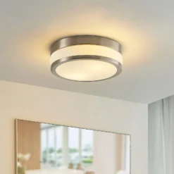 Lindby kattovalaisin Flavi, Ø 28 cm, nikkeli, lasi, IP44, E27