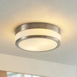 Lindby kattovalaisin Flavi, Ø 28 cm, nikkeli, lasi, IP44, E27