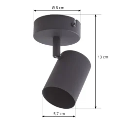 Lindby kattovalaisin Jorell, musta, 13 cm, 1-valo, GU10