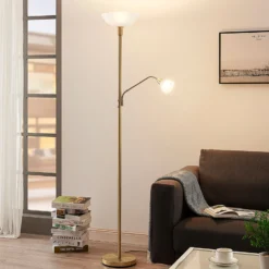 Lindby kattovalaisin Jost, 180 cm, messinki, lukulamppu, E27
