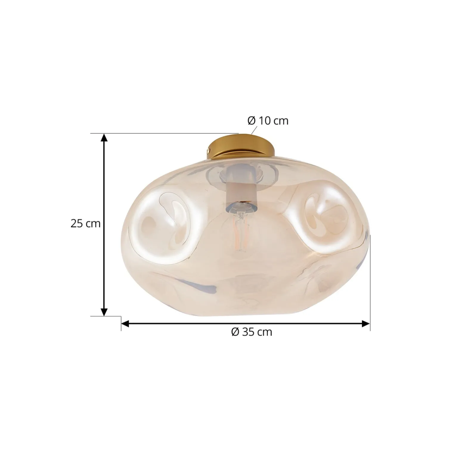 Lindby kattovalaisin Lelia, keltainen, lasi, Ø 35 cm