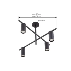 Lindby kattovalaisin Marilou, hiekanmusta, 4-valo, Ø 70cm