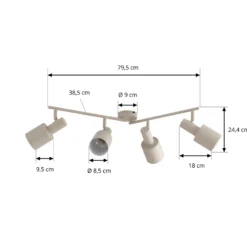 Lindby kattovalaisin Ovelia, beige, 80 cm, 4-valo, E27