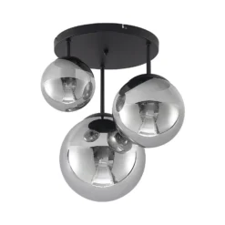 Lindby kattovalaisin Teeja, savu, 3-valaisin, Ø47cm, lasi, E27