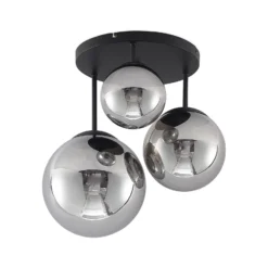 Lindby kattovalaisin Teeja, savu, 3-valaisin, Ø47cm, lasi, E27