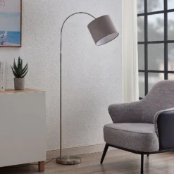 Lindby Keriba -lattiavalaisin, nikkeli/harmaa, kangas, 150 cm, E27