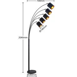 Lindby lattiavalaisin Abiram, musta/kulta, tekstiili, 70cm