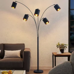 Lindby lattiavalaisin Abiram, musta/kulta, tekstiili, 70cm