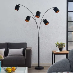 Lindby lattiavalaisin Abiram, musta/kulta, tekstiili, 70cm