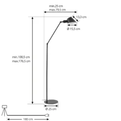 Lindby lattiavalaisin Corali, musta, metalli, korkeus 176.5cm