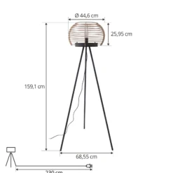 Lindby lattiavalaisin Ediz, musta, puu, 159 cm korkea, E27