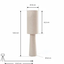 Lindby lattiavalaisin Elfie, korkeus 124 cm, beige, pellava, 2x E27