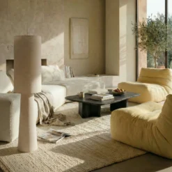Lindby lattiavalaisin Elfie, korkeus 124 cm, beige, pellava, 2x E27