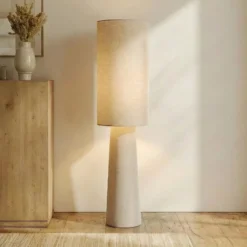 Lindby lattiavalaisin Elfie, korkeus 124 cm, beige, pellava, 2x E27