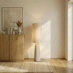 Lindby lattiavalaisin Elfie, korkeus 124 cm, beige, pellava, 2x E27