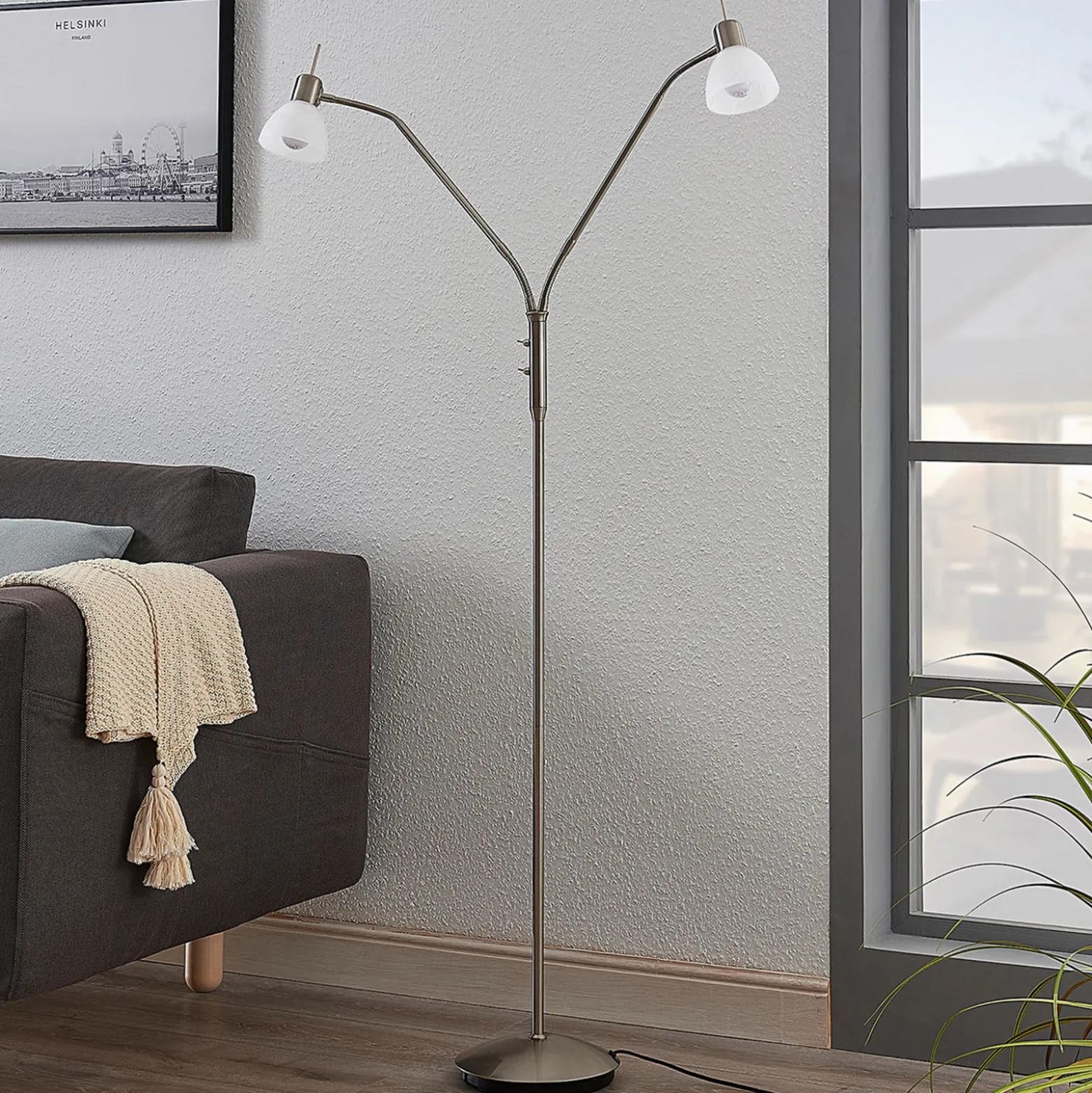 Lindby lattiavalaisin Gwendolin, 160 cm, nikkelinvärinen, 2-valo.