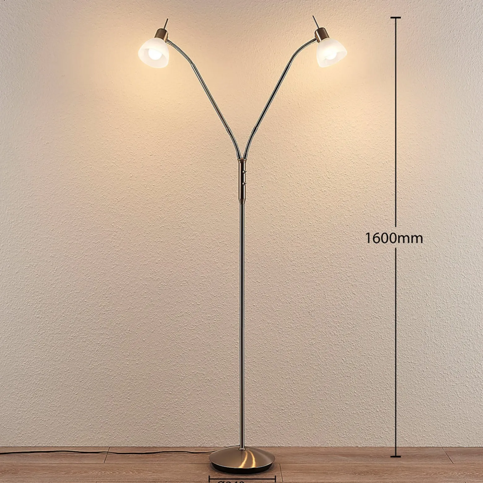 Lindby lattiavalaisin Gwendolin, 160 cm, nikkelinvärinen, 2-valo.
