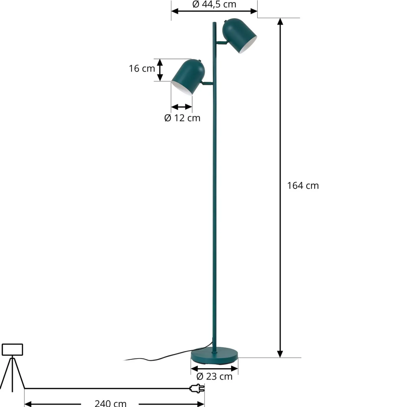 Lindby lattiavalaisin Isara, vihreä, 165 cm, 2-lamppuinen, metalli, E27