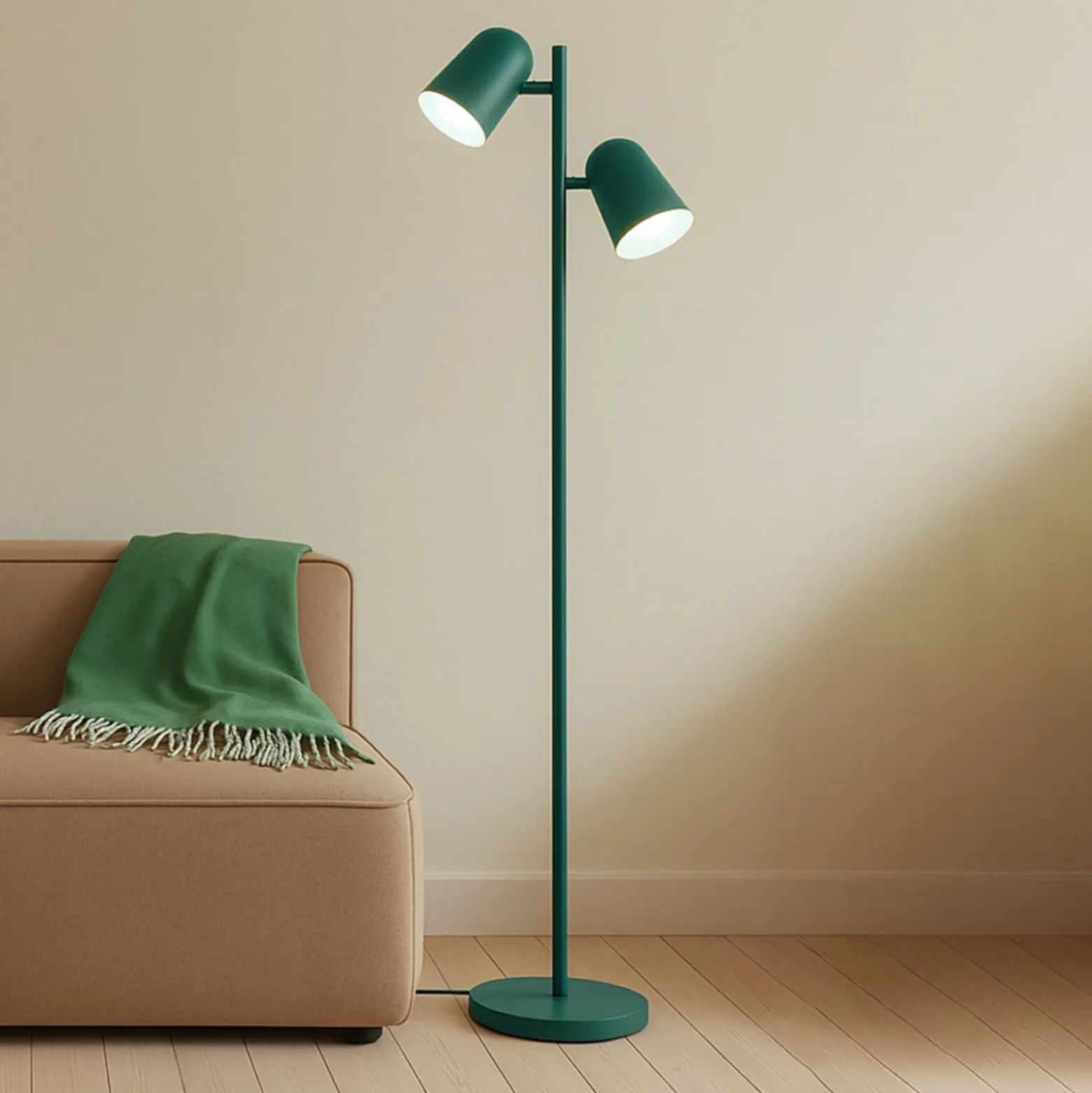 Lindby lattiavalaisin Isara, vihreä, 165 cm, 2-lamppuinen, metalli, E27