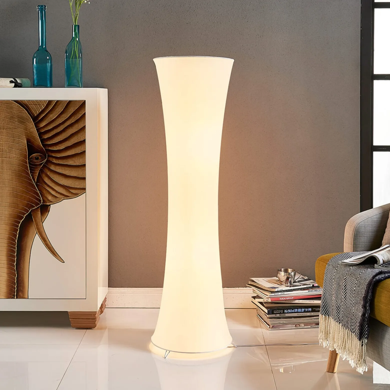 Lindby lattiavalaisin Liana, korkeus 123 cm, valkoinen, tekstiili