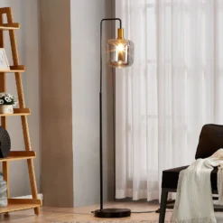 Lindby lattiavalaisin Nimbora, 150 cm, musta, lasi, metalli