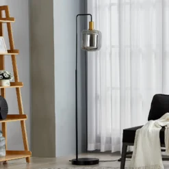 Lindby lattiavalaisin Nimbora, 150 cm, musta, lasi, metalli
