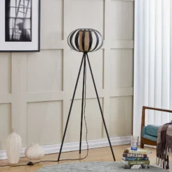 Lindby lattiavalaisin Tamira, musta, rottinki, 143 cm korkea, E27